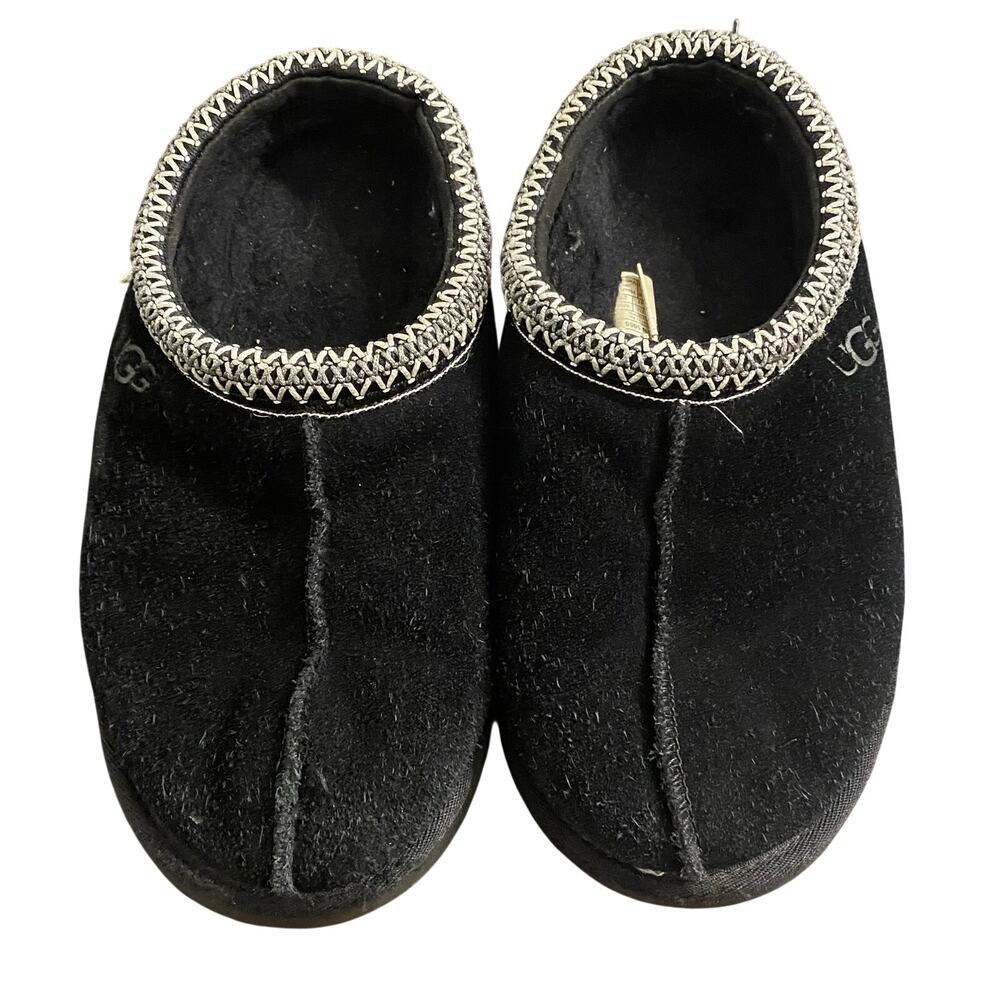 UGG Tasman Black Suede Shearling Lined Slippers Women’s Size 10 Cozy Lounge